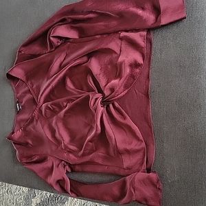 Red front tie express blouse.